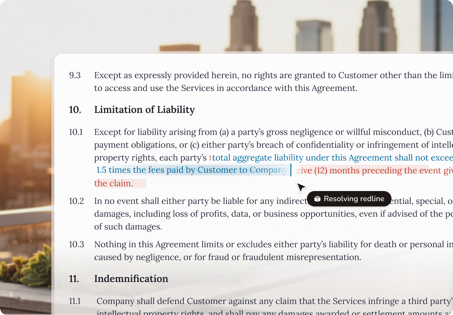 Bind handling contract redlines and negotiation